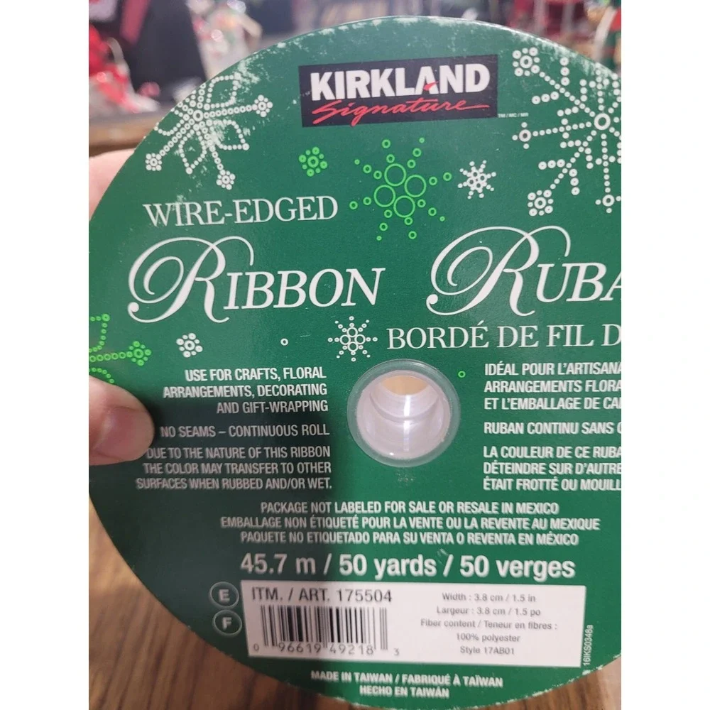 Kirkland Signature Wire-Edged Ribbon 3.8cm/1.5in (45.7m/50yd) White